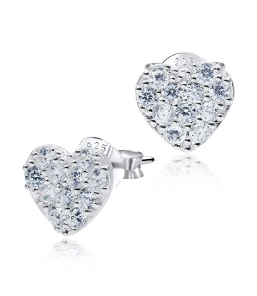 Shinning Pattern Heart Silver Stud Earring STS-2241